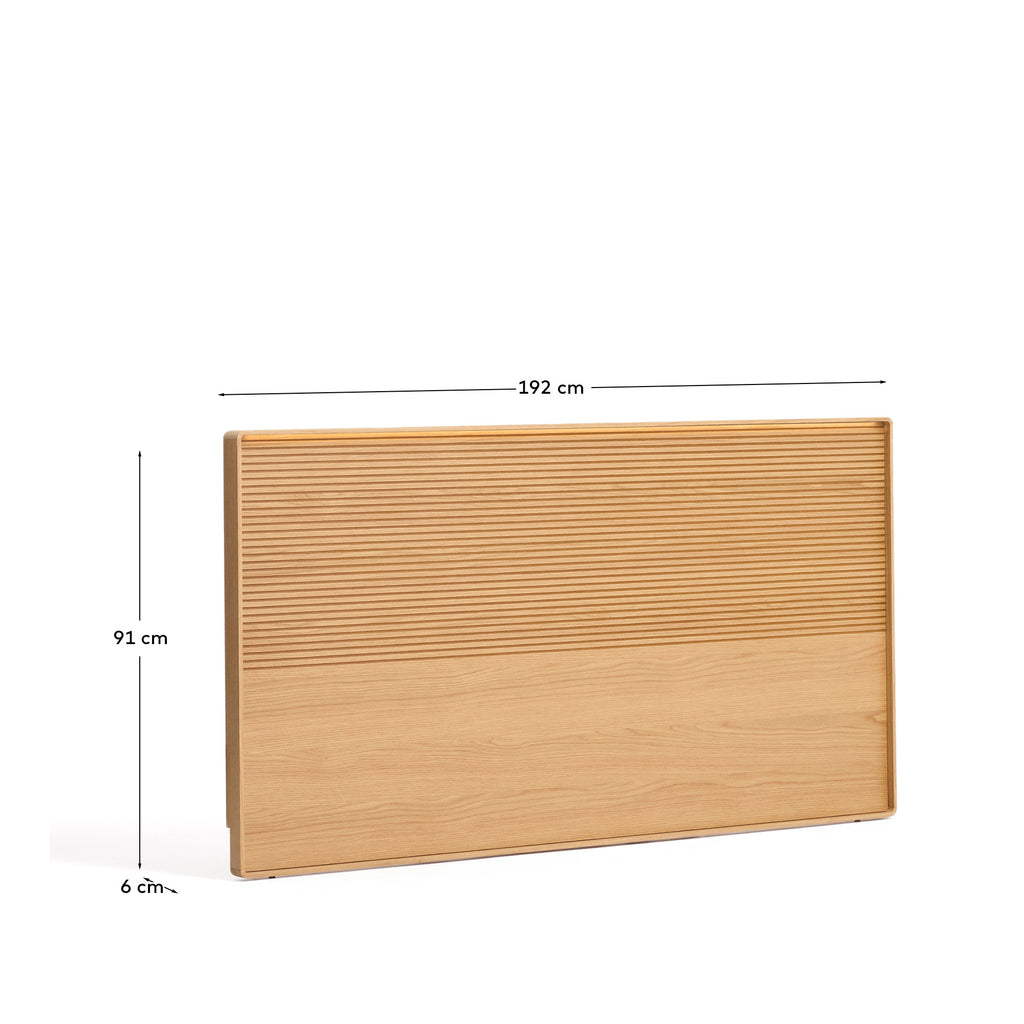 Uzglavlje Norlen od furnira hrasta u prirodnoj nijansi sa LED svetlom za krevet do 180 cm FSC Mix Credit