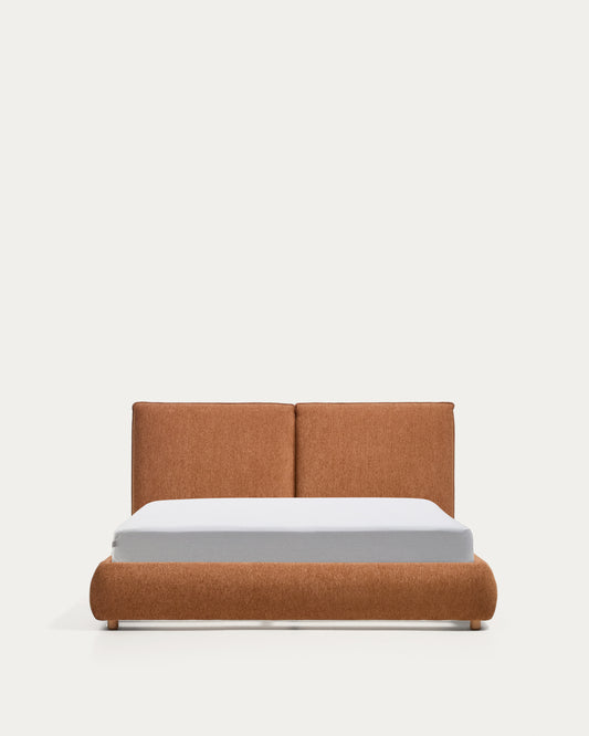 Elerio bed in soft copper chenille for 150 x 200cm mattress