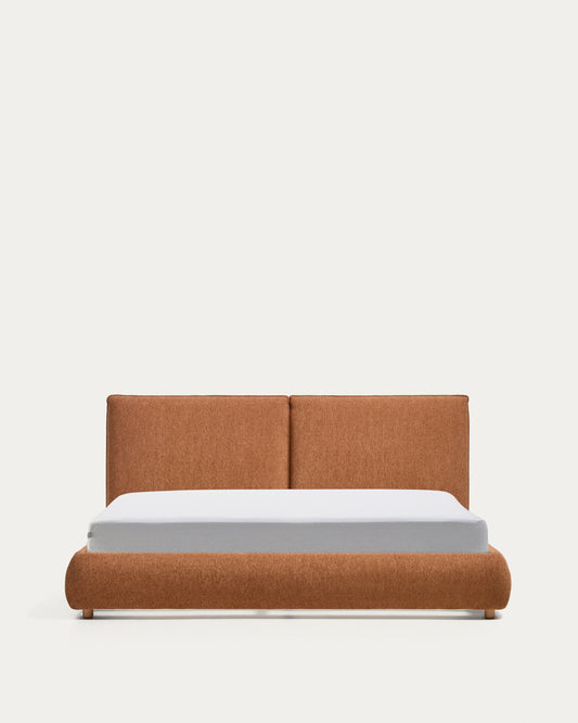 Elerio bed in soft copper chenille for 180 x 200cm mattress