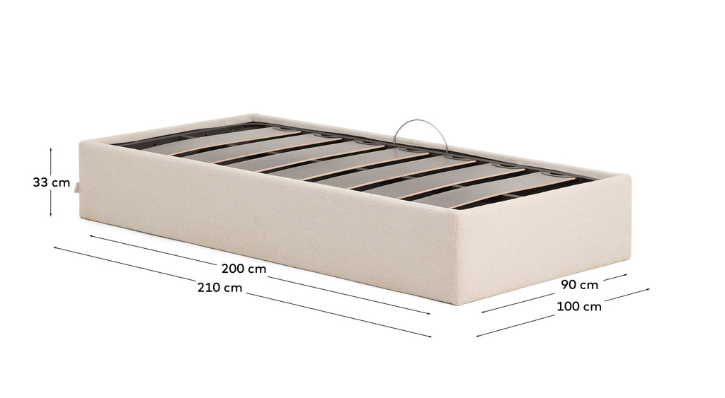 Nelzi ecru chenille podnica sa prostorom za odlaganje i navlakom koja se skida za dušek 90 x 200 cm FSC 100%