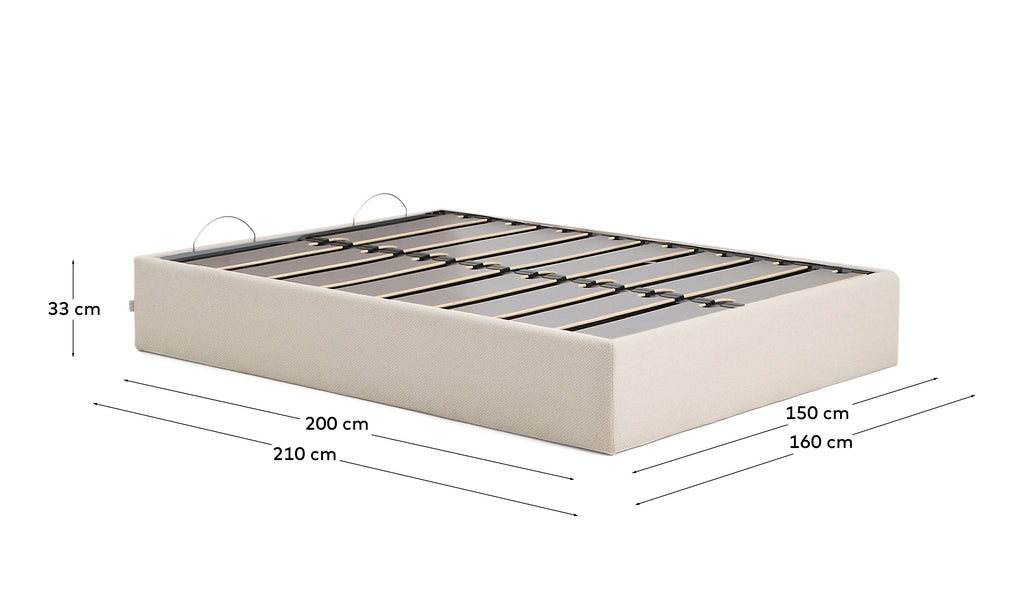 Nelzi ecru chenille podnica sa prostorom za odlaganje i navlakom koja se skida za dušek 150 x 200 cm FSC 100%