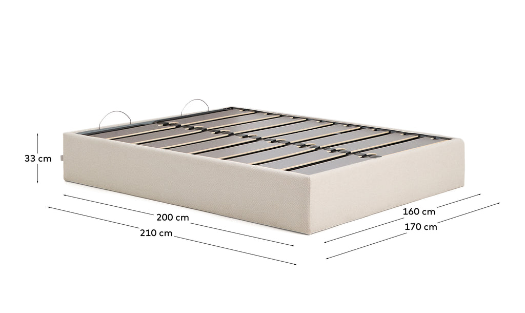 Nelzi ecru chenille podnica sa prostorom za odlaganje i navlakom koja se skida za dušek 160 x 200 cm FSC 100%