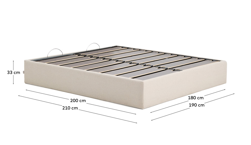 Nelzi ecru chenille podnica sa prostorom za odlaganje i navlakom koja se skida za dušek 180 x 200 cm FSC 100%
