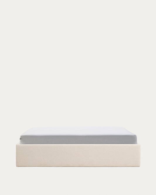 Nelzi ecru chenille ottoman bed base with removable cover for 180 x 200cm mattress FSC 100%