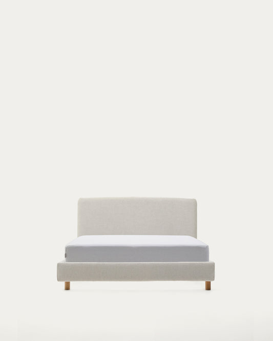 Krevet Valma od bisernog šenila sa poklopcem koji se može skinuti i nogama od punog bukovog drveta za dušek 90 x 200 cm