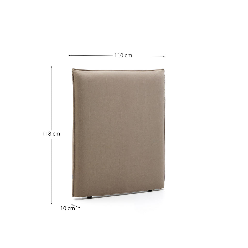 Jaira headboardd linen and cotton with removable cover in taupe for a 90 cm FSC Mix Credit bed