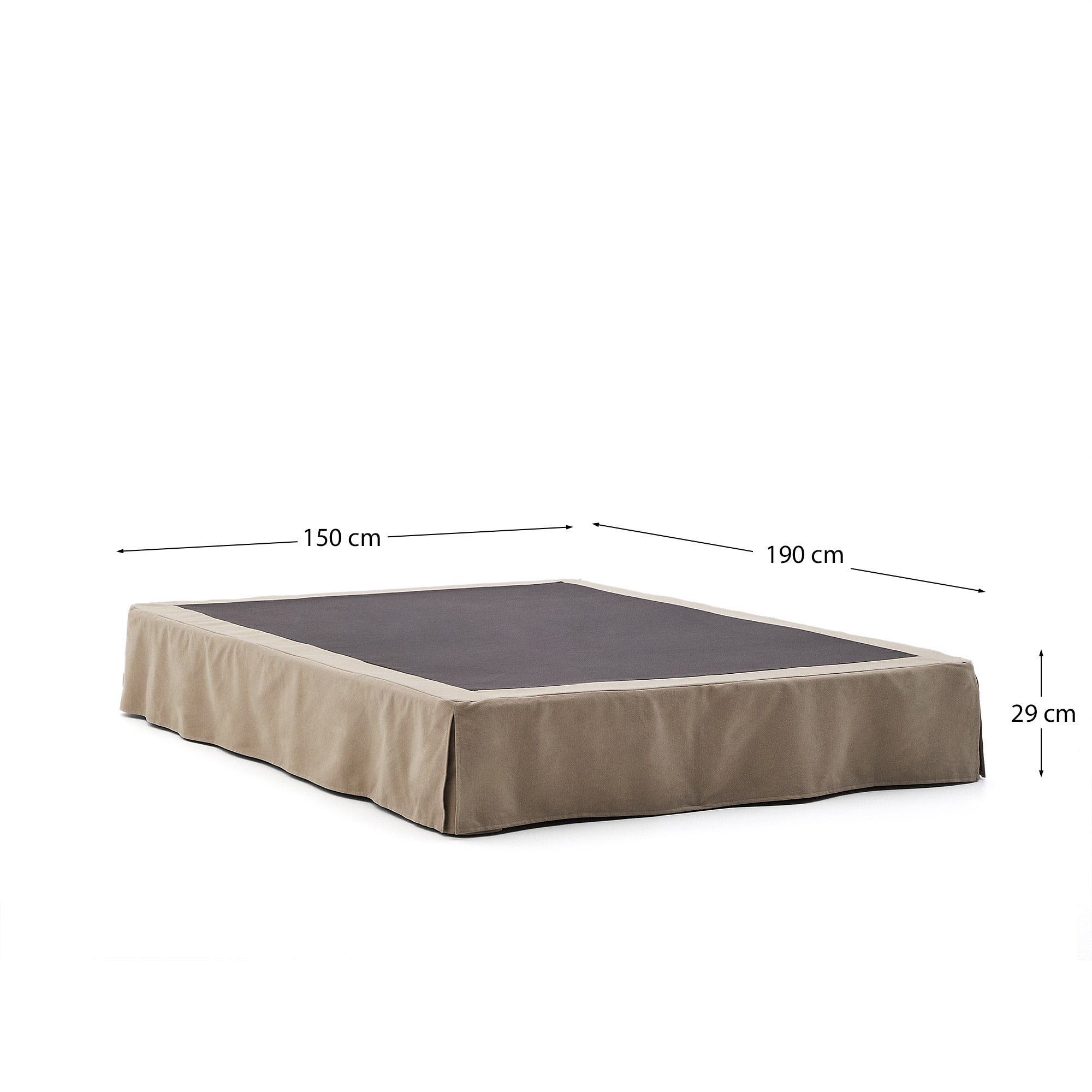 Baza kreveta Jaira sa navlakom od lana i pamuka koja se skida, boja taupe, za dušek 150 x 190 cm