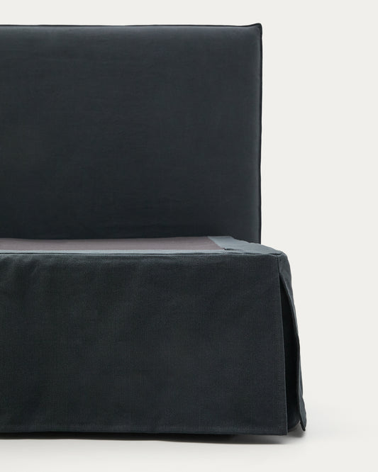 Anthracite grey linen and cotton Jaira bed base cover for a 160 x 200 cm mattress