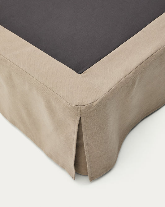 Navlaka za bazu kreveta Jaira od lana i pamuka, boja taupe, za dušek 90 x 200 cm