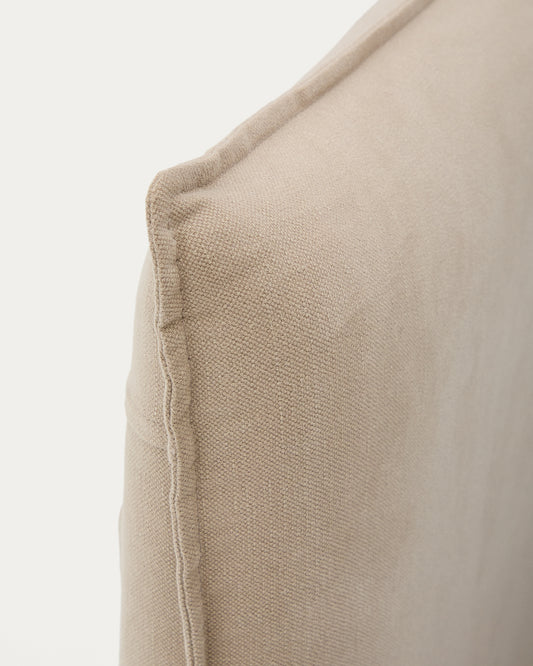 Taupe linen and cotton Jaira headboard cover for a bed up to 180 cm