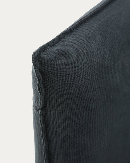 Anthracite grey linen and cotton Jaira headboard cover for a bed up to 90 cm