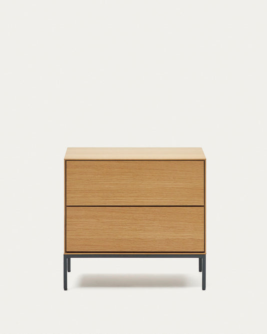 Vedrana pored stola, 2 fioke od hrastovog furnira i crne čelične noge, 60 x 55 cm