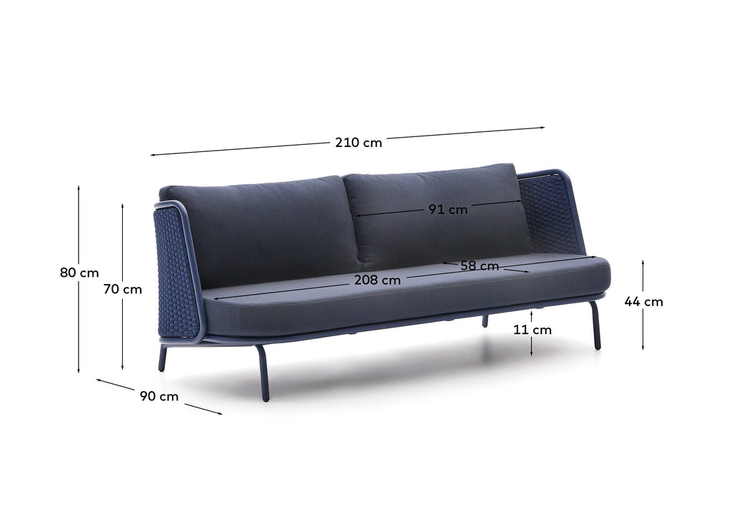 Sedalis spoljna troseda sofa od aluminijuma i plavog užeta 210cm