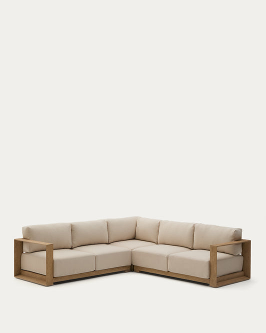 Ambra ugaona sofa sa 5 sedišta od punog bagremovog drveta sa svetlom završnom obradom 248cm FSC 100%