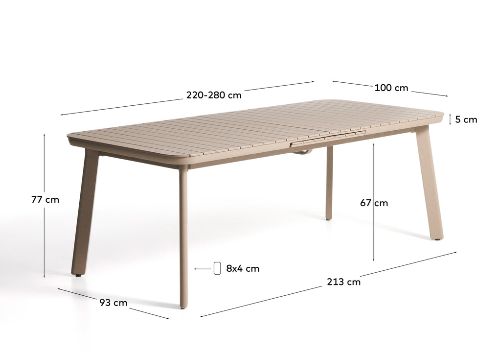 SS26COL6 Folding aluminum table taupe 220 (280) x 100 cm
