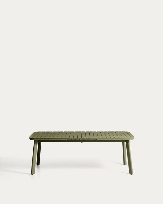 Izola extendable outdoor table in aluminium with green finish 220 (280) x 100cm