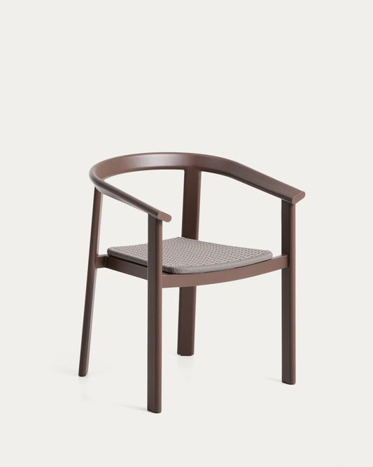 Erice stackable outdoor chair in aluminium and brown rope