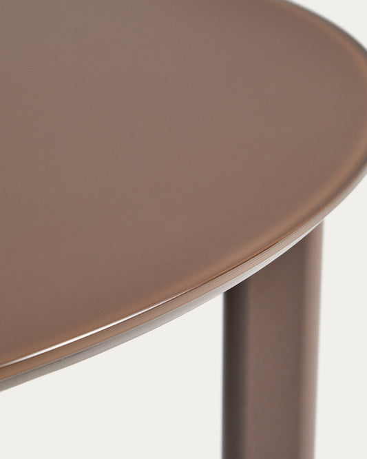 Erica round table made of aluminum and tempered glass in brown color Ø120 cm