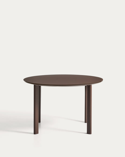 Erice okrugli sto od aluminijuma i braon kaljenog stakla, Ø120 cm