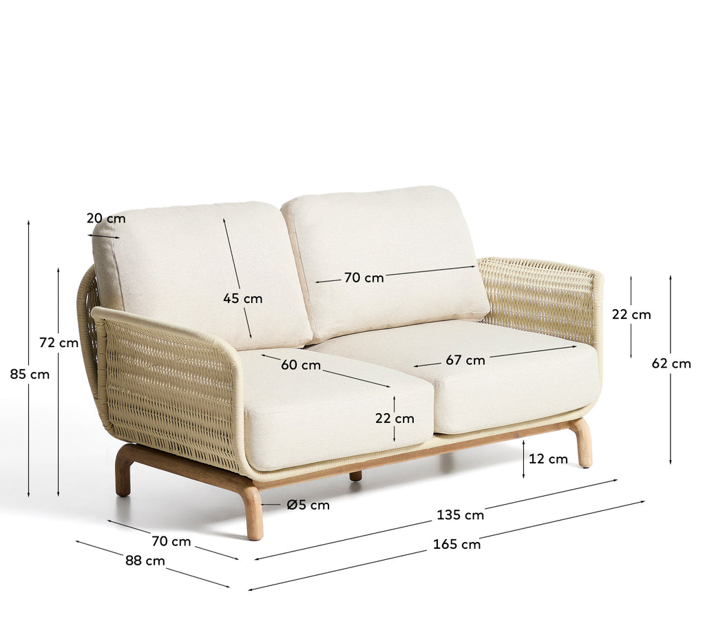SS26COL1 Two-seater solid acacia wood and natural rope 165 cm FSC 100%