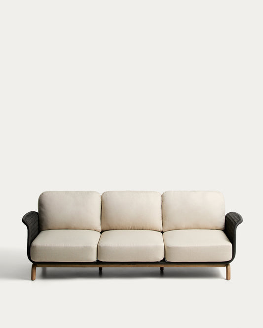 Alipa sofa za 3 osobe od masivnog bagremovog drveta i tamnosivog užeta, 235 cm, FSC 100%