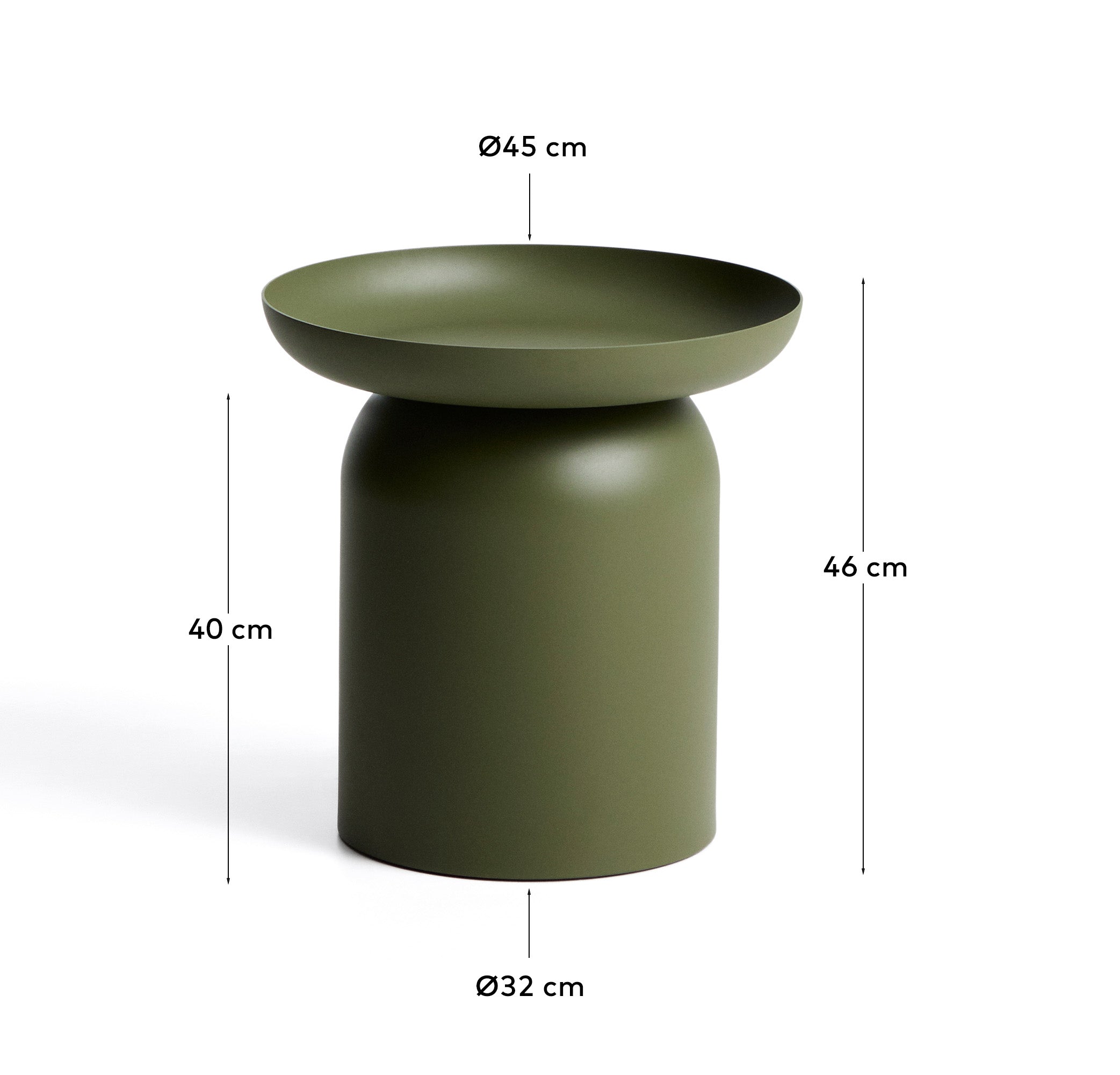 Arcola side table in green aluminium Ø45cm
