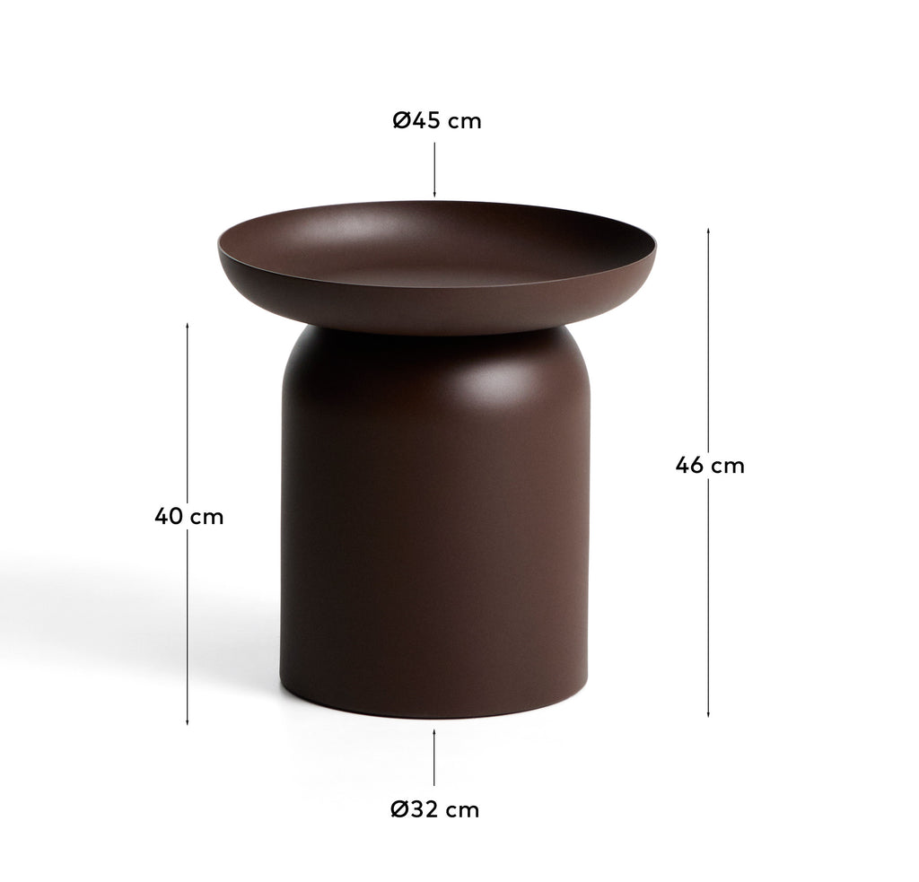 Side table Arcola made of aluminum, brown, Ø45 cm