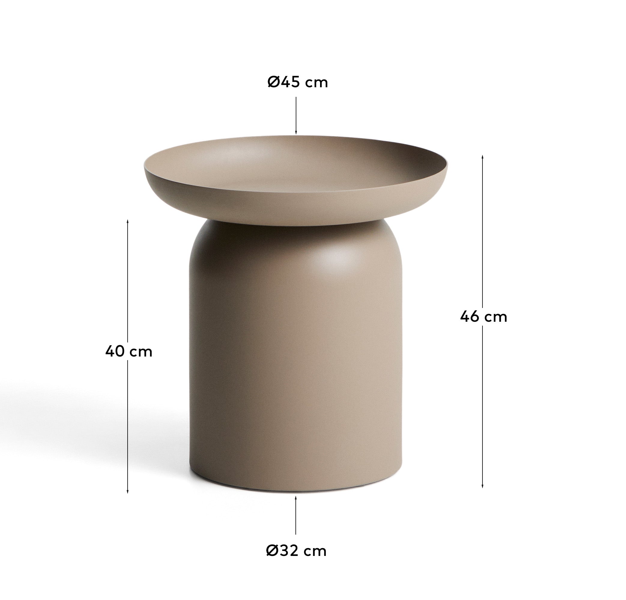 Arcola pomoćni sto od taupe aluminijuma, Ø45 cm