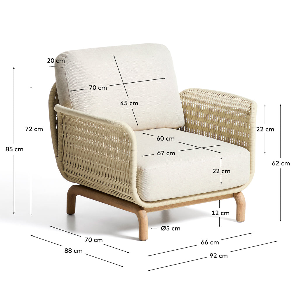 SS26COL1 Armchair made of solid FSC 100% acacia wood and natural rope