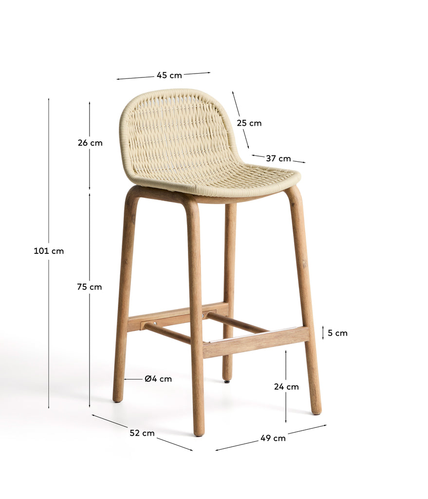 SS26COL1 Chair made of solid FSC 100% acacia wood and natural rope 75 cm