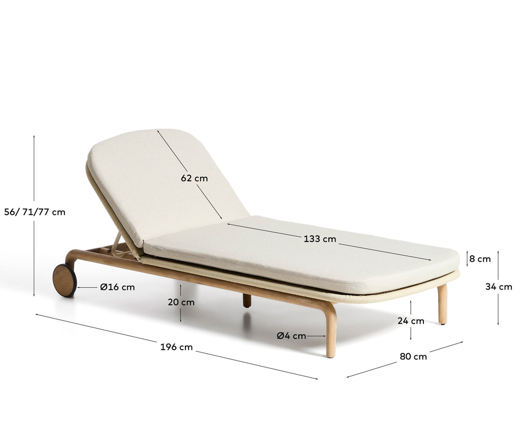 Lounger made of solid FSC 100% acacia wood and natural rope