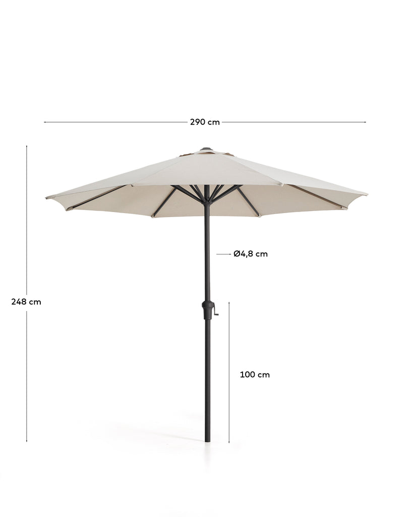 Milna beige parasol with central pole and graphite steel structure Ø300cm