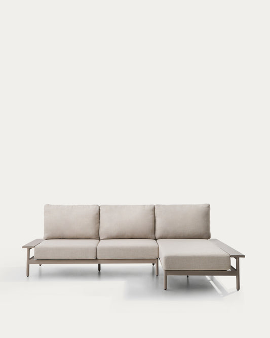 Vathi sofa od aluminijuma u taupe boji sa desnim šezlongom, 250 x 159 cm