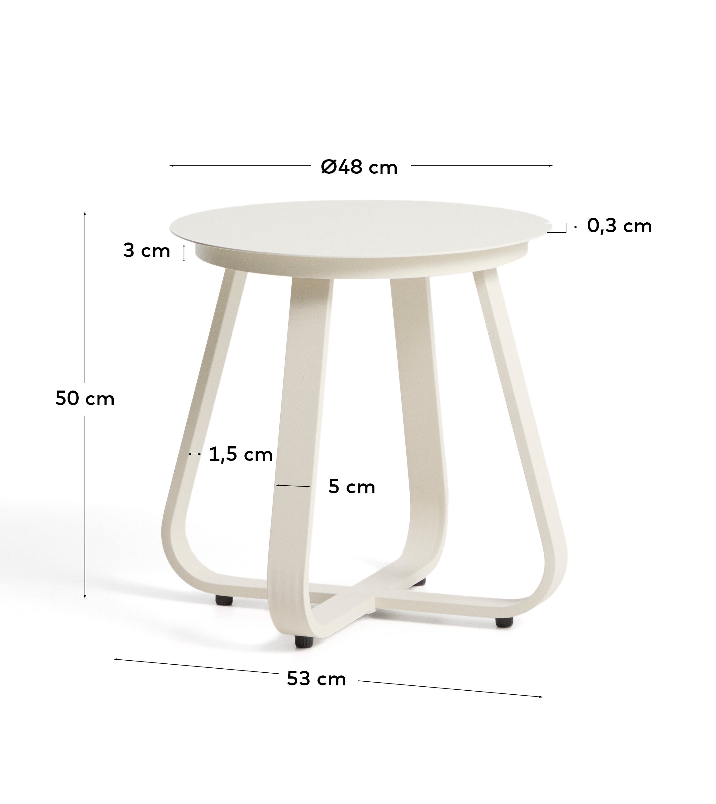 Tamaris baštenski pomoćni sto od ekri aluminijuma, Ø48cm