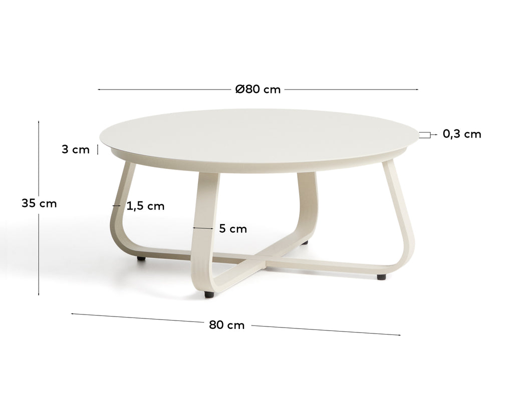 Tamaris ecru aluminium outdoor coffee table Ø80cm