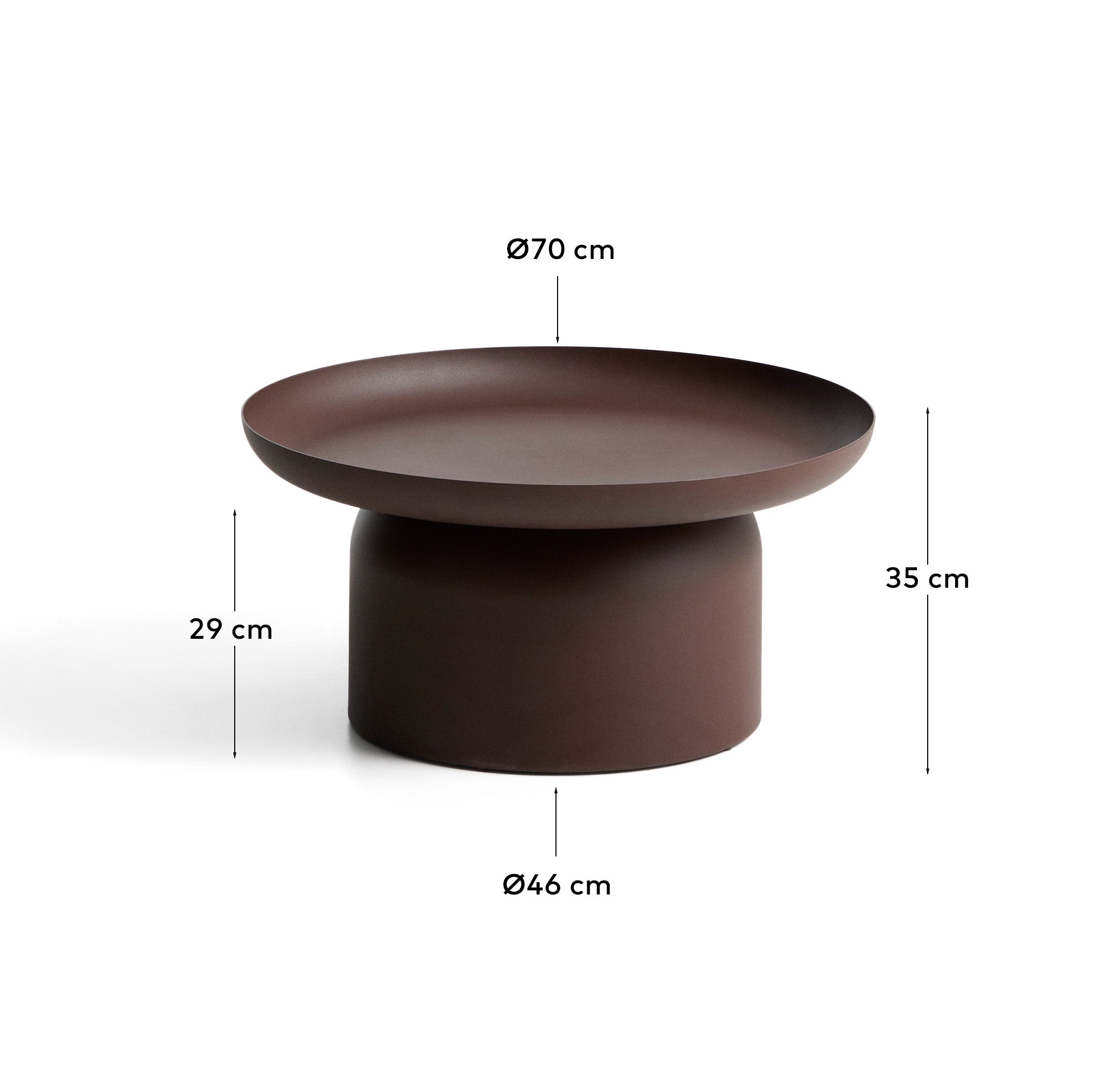 Arcola coffee table in brown aluminium Ø70cm