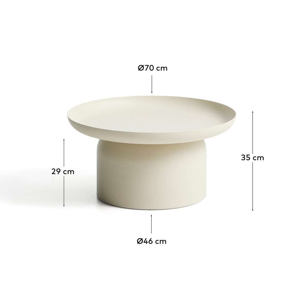 Arcola coffee table made of natural aluminum, Ø70 cm