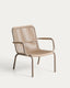 Salis stackable armchair in taupe aluminium and beige synthetic rope cord