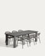 Livorno extendable table set in graphite aluminium with 6 Alimia chairs in graphite aluminium and grey synthetic rope cord 233 (350) x 100cm