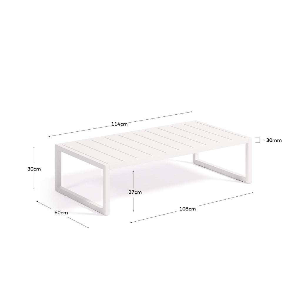 Comova 100% spoljni sto za kafu od belog aluminijuma, 60 x 114 cm