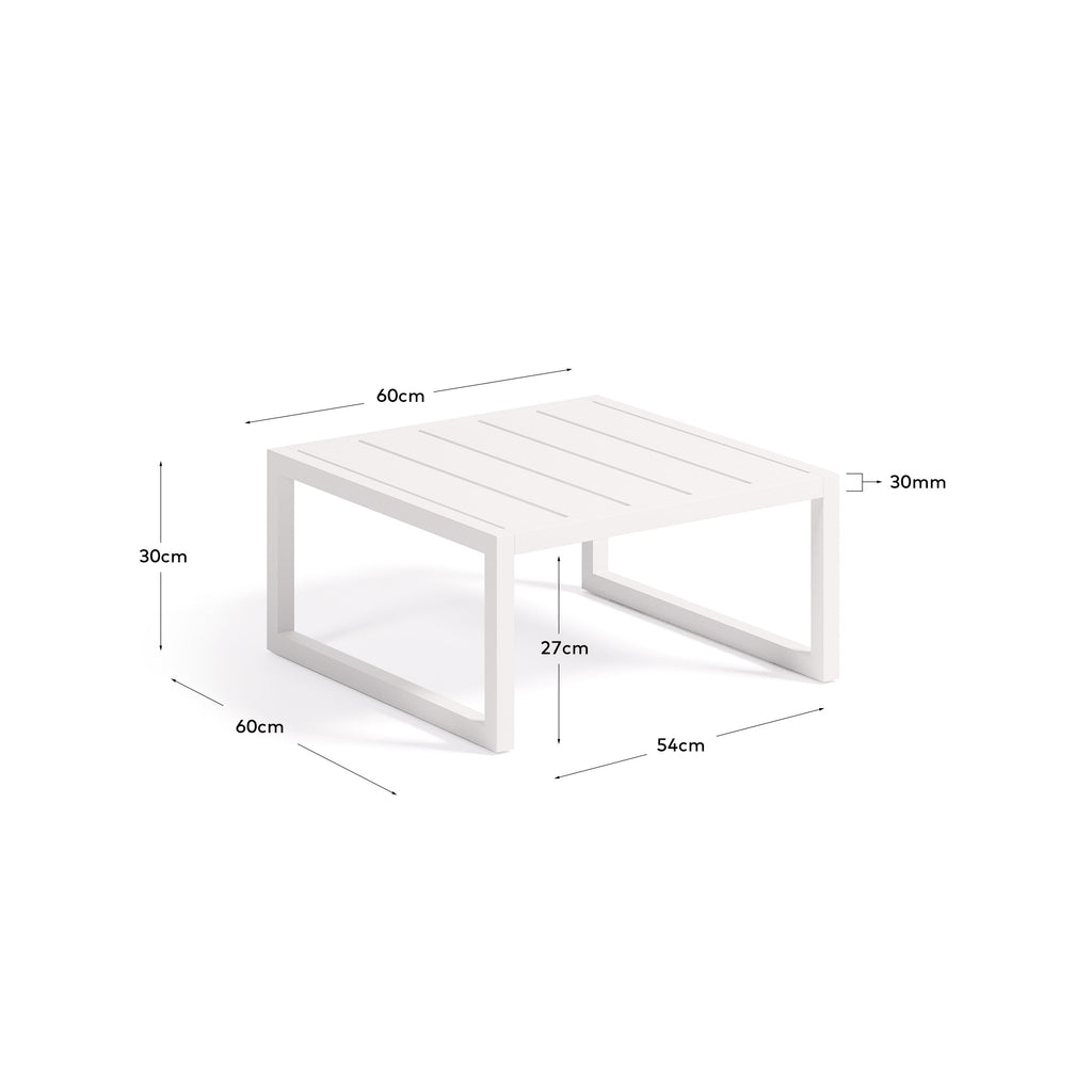 Comova 100% spoljašnji stolić od belog aluminijuma, 60 x 60 cm