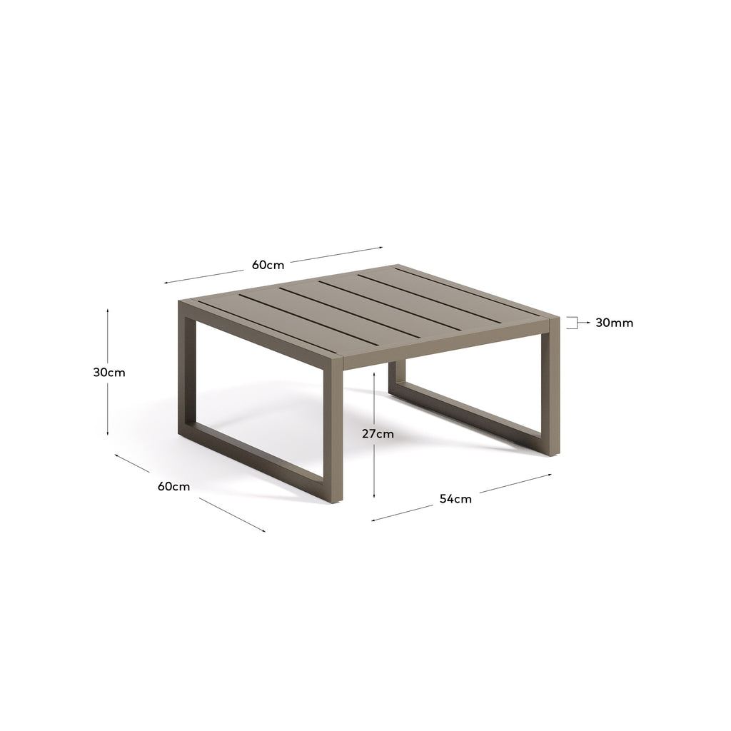 Comova 100% spoljni pomoćni sto od zelenog aluminijuma, 60 x 60 cm