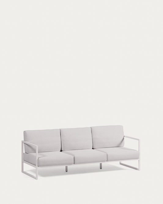 Comova 100% spoljašnja trosedna sofa u beloj boji sa strukturom od belog aluminijuma, 222 cm