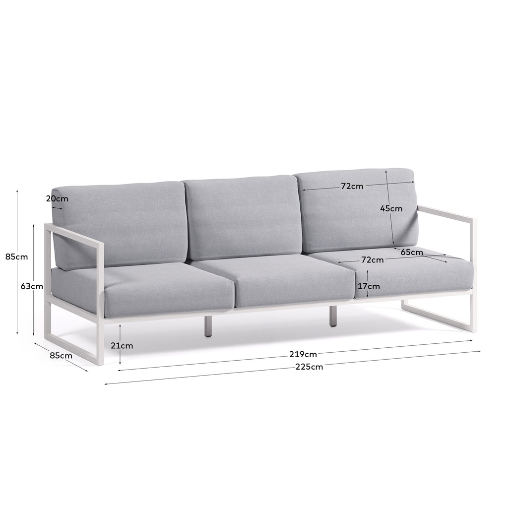 Comova 100% spoljna troseda sofa od plavo-belog aluminijuma, 222 cm