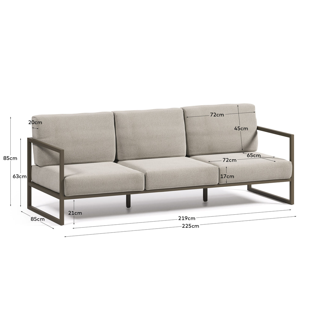 Comova 100% spoljna troseda sofa u svetlo sivom i zelenom aluminijumu, 222 cm