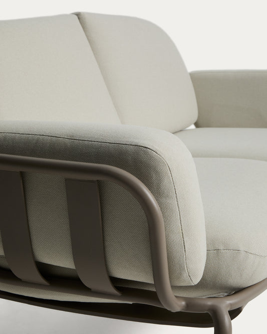 Dvosedna baštenska sofa Joncols od aluminijuma sa završnom obradom u topo boji i bež jastucima 164 cm