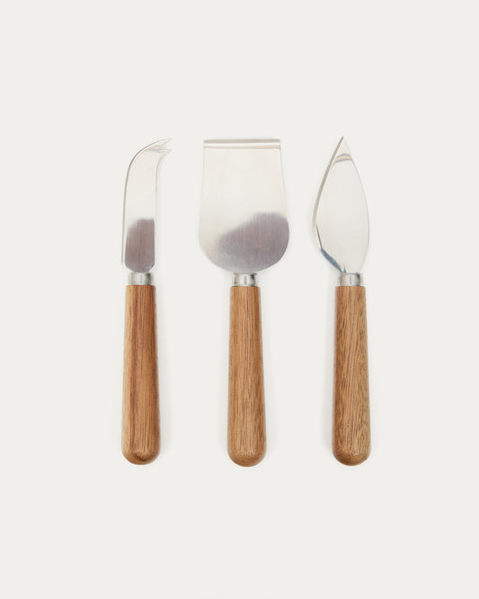 Nukha 3-piece cheese cutlery set made from FSC 100% acacia wood