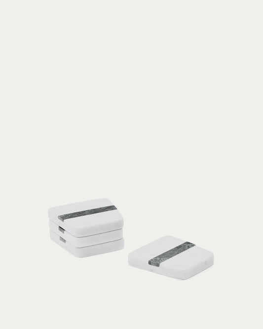 Nira set od 4 podmetača od belog i zelenog mermera