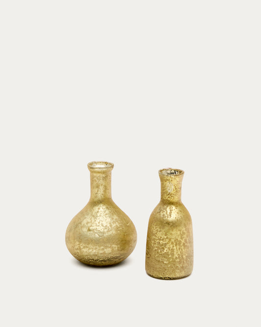 Deila set od 2 zlatne vaze od recikliranog stakla, 10 cm