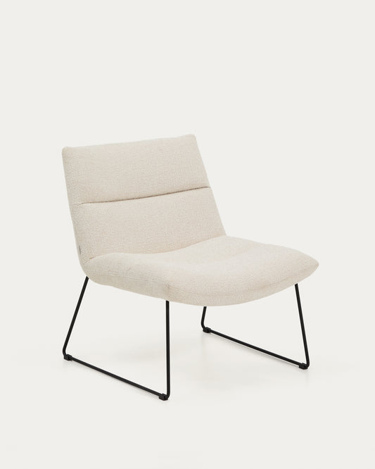 Asen beige chenille armchair with black steel legs FSC 100%